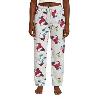 Juniors' Peanuts Snoopy & Woodstock Winter Hats Lux Plush Fleece Pajama Pants