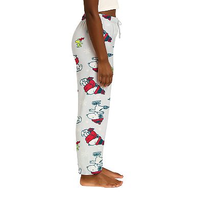 Juniors' Peanuts Snoopy & Woodstock Winter Hats Lux Plush Fleece Pajama Pants