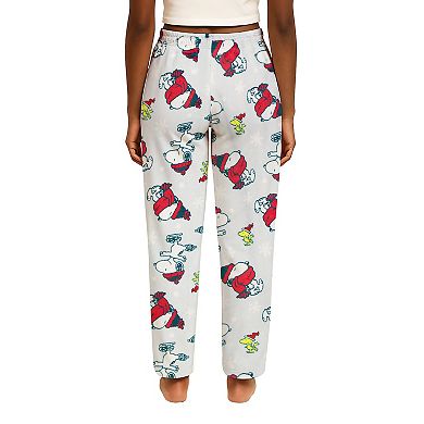 Juniors' Peanuts Snoopy & Woodstock Winter Hats Lux Plush Fleece Pajama Pants