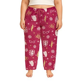 Juniors' Plus Size Harry Potter Icons & Snowflakes Lux Plush Fleece Pajama Pants