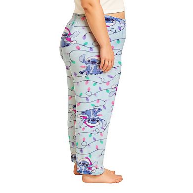 Juniors' Plus Size Disney's Lilo & Stitch Christmas Lights Lux Plush Fleece Pajama Pants