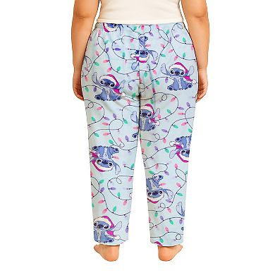 Juniors' Plus Size Disney's Lilo & Stitch Christmas Lights Lux Plush Fleece Pajama Pants