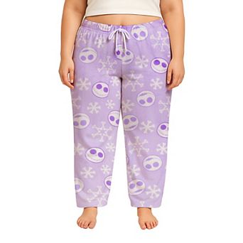 Juniors' Plus Size Disney's The Nightmare Before Christmas Jack Skellington Snowflakes Lux Plush Fleece Pajama Pants