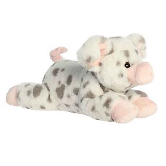 Aurora Medium White Flopsie 12" Speckles Spotted Pig Adorable Stuffed Animal