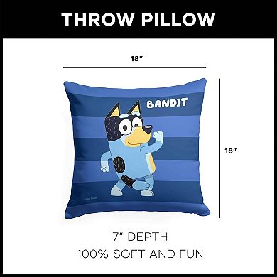 Bluey Roll Call Bandit Printed Throw Pillow
