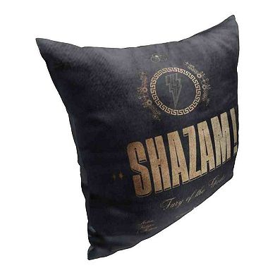 Dc Shazam Golden Scripture Printed Throw Pillow
