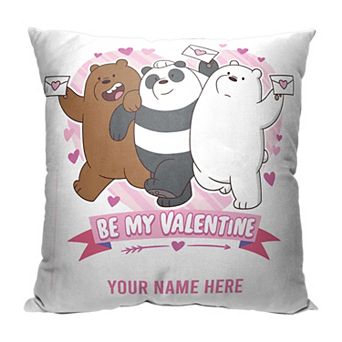 Cartoon Network We Bare Bears Be My Valentine (personalized) Printed Throw Pillow