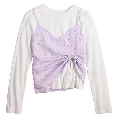 Girls 7-16 SO® Adaptive Lace Trim Layered Tee