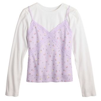 Girls 7-16 SO® Adaptive Lace Trim Layered Tee