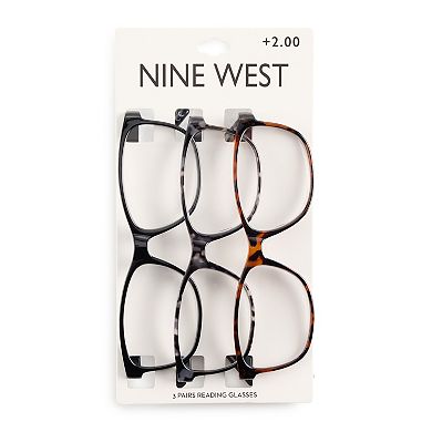 Women’s Nine West VMP2112 53mm 3-pk. Square Reading Glasses