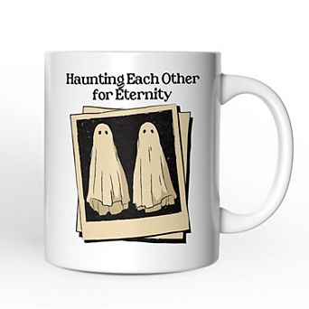 Retro Ghost Picture Haunting Each other for Eternity, Mug, Vintage Halloween Gift