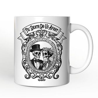 Vintage Skeleton Lovers Til' Death Do us Apart, Mug, Classic Antique Halloween Gift