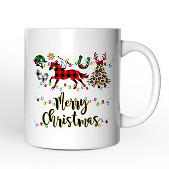 Horse Buffalo Plaid Christmas Mug, Equestrian Gift