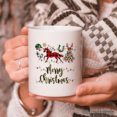 Horse Buffalo Plaid Christmas Mug, Equestrian Gift