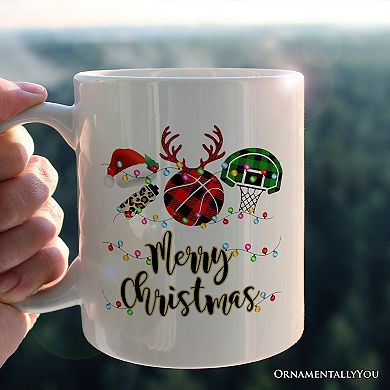 Basketball Buffalo Plaid Christmas Mug, Team and Coaches Gift
