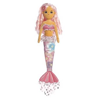 Aurora Large Pink Sea Sparkles Floral Sparkles 18" Lily Enchanting Stuffed Doll