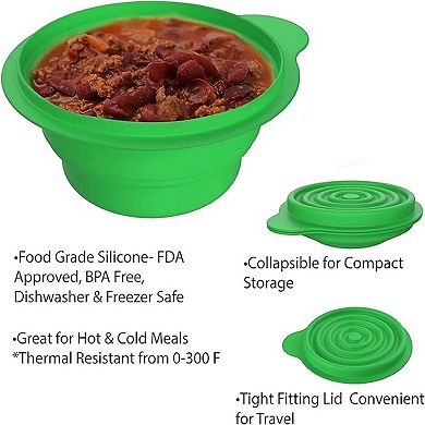 Wakeman Reusable Collapsible Bowls with Lids-2 Pack