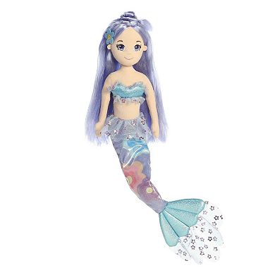 Aurora Large Blue Sea Sparkles Floral Sparkles 18" Ivy Enchanting Stuffed Doll