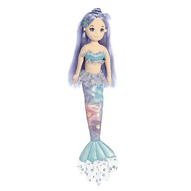 Aurora Large Blue Sea Sparkles Floral Sparkles 18" Ivy Enchanting Stuffed Doll
