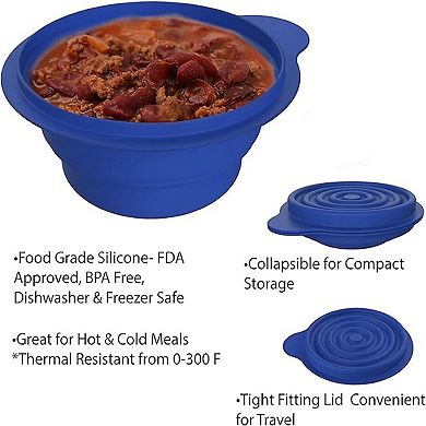 Wakeman Reusable Collapsible Bowls with Lids- 2 Pack