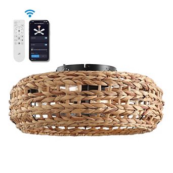 Archer 4-Light Coastal Ceiling Fan, Remote-Controlled, 6-Speed LED, Bohemian Seagrass Lantern