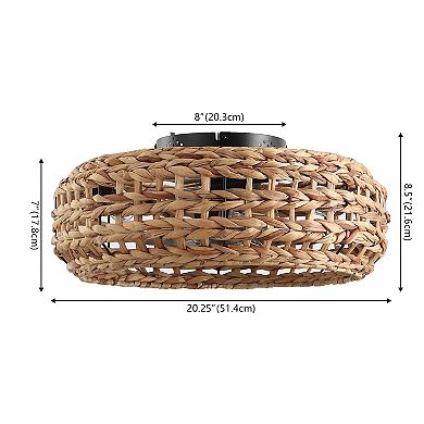 Archer 4-Light Coastal Ceiling Fan, Remote-Controlled, 6-Speed LED, Bohemian Seagrass Lantern