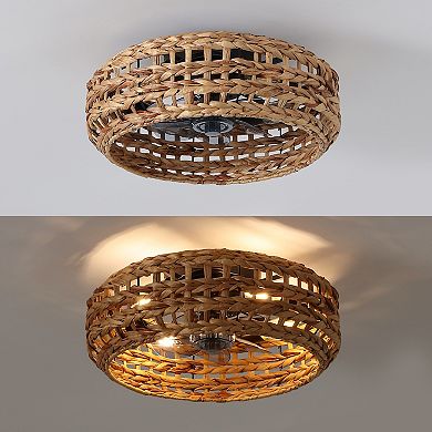 Archer 4-Light Coastal Ceiling Fan, Remote-Controlled, 6-Speed LED, Bohemian Seagrass Lantern