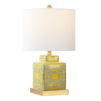 Catherine Modern Transitional Ceramic Metal Square Ginger Jar LED Table Lamp