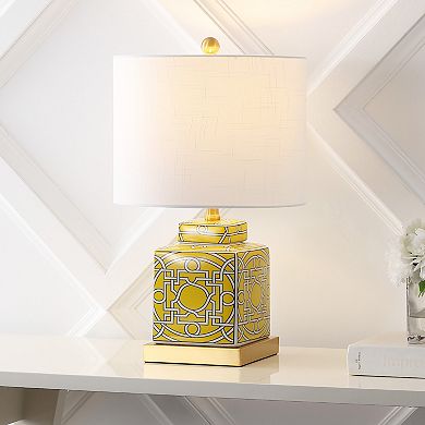 Catherine Modern Transitional Ceramic Metal Square Ginger Jar LED Table Lamp