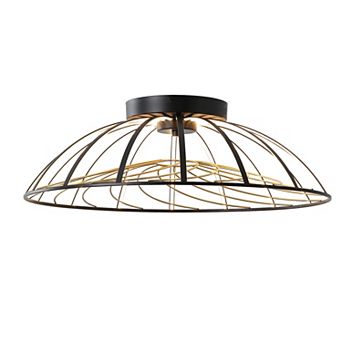 Ambros Modern Industrial Metal Dimmable Stripe Half-Cage Integrated LED Flush Mount