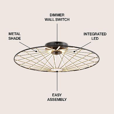 Anders Contemporary Scandinavian Dimmable Stripe UFO Integrated LED Flush Mount