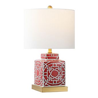 Catherine Modern Transitional Ceramic Metal Square Ginger Jar LED Table Lamp