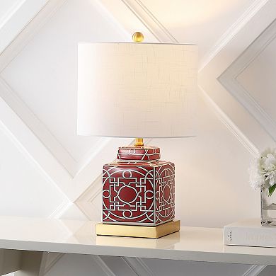 Catherine Modern Transitional Ceramic Metal Square Ginger Jar LED Table Lamp
