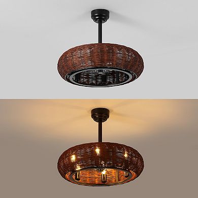 Cassidy 6-Light Bohemian LED Ceiling Fan, Remote Controlled, Adjustable Height, Speed Rattan Design