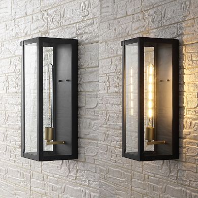 Berlin Modern Industrial Indoor Outdoor Rectangular Iron Glass LED Outdoor Lantern