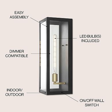 Berlin Modern Industrial Indoor Outdoor Rectangular Iron Glass LED Outdoor Lantern