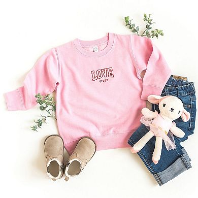 Embroidered Varisty Love Vibes Toddler Graphic Sweatshirt