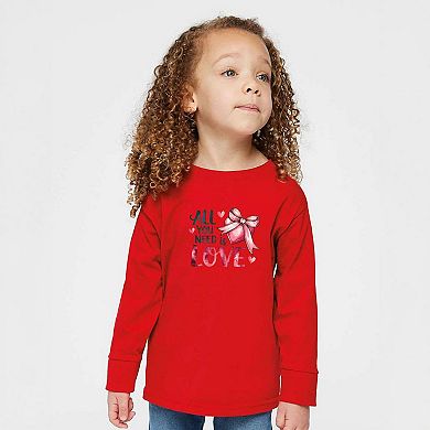 All You Need Is Love Coquette Toddler Long Sleeve Graphic Tee