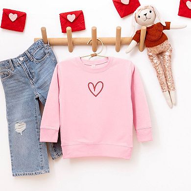 Embroidered Hand Drawn Heart Toddler Graphic Sweatshirt