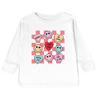 Candy Heart Smile Solid Youth Long Sleeve Graphic Tee