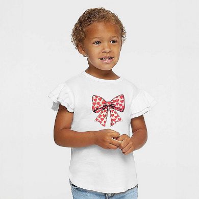 Coquette Hearts Toddler Flutter Sleeve Graphic Tee