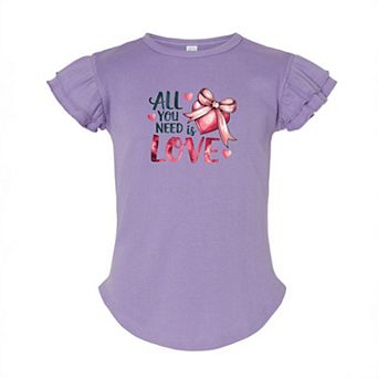 All You Need Is Love Coquette Toddler Flutter Sleeve Graphic Tee