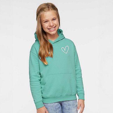 Embroidered Hand Drawn Heart Youth Graphic Hoodie