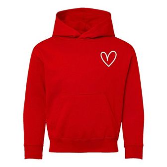 Embroidered Hand Drawn Heart Youth Graphic Hoodie