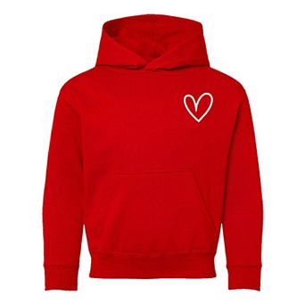 Embroidered Hand Drawn Heart Youth Graphic Hoodie