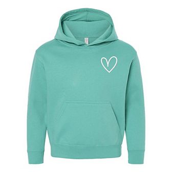Embroidered Hand Drawn Heart Youth Graphic Hoodie