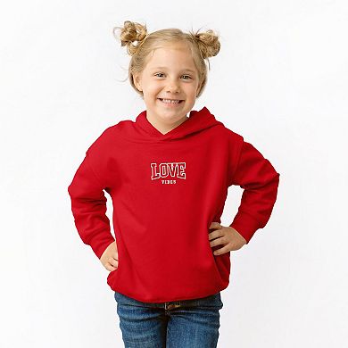 Embroidered Varsity Love Vibes Toddler Graphic Hoodie