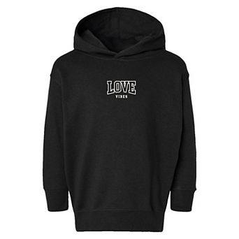 Embroidered Varsity Love Vibes Toddler Graphic Hoodie