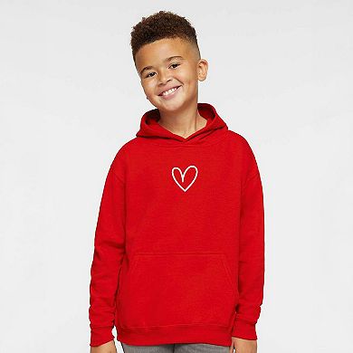 Embroidered Hand Drawn Heart Youth Graphic Hoodie