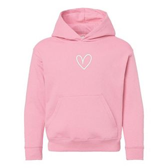 Embroidered Hand Drawn Heart Youth Graphic Hoodie